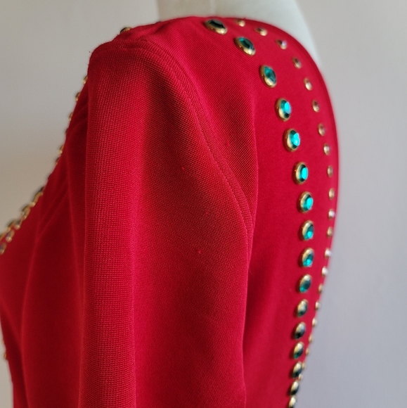 VTG 80s Tadashi Bejeweled Bodycon Dress - Picture 13 of 16